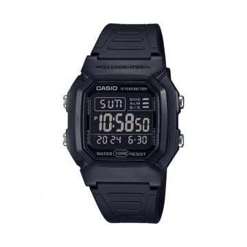 שעון יד דיגיטלי עם רצועת סיליקון שחורה Casio W-800H-1BVDF - צבע שחור